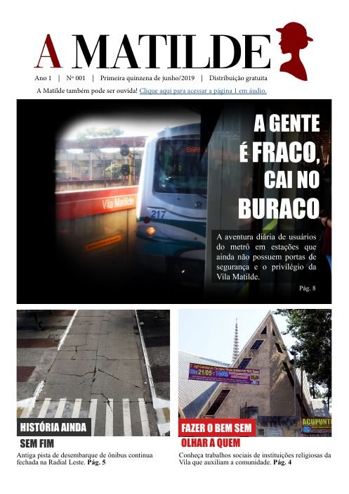 Capa do jornal A Matilde